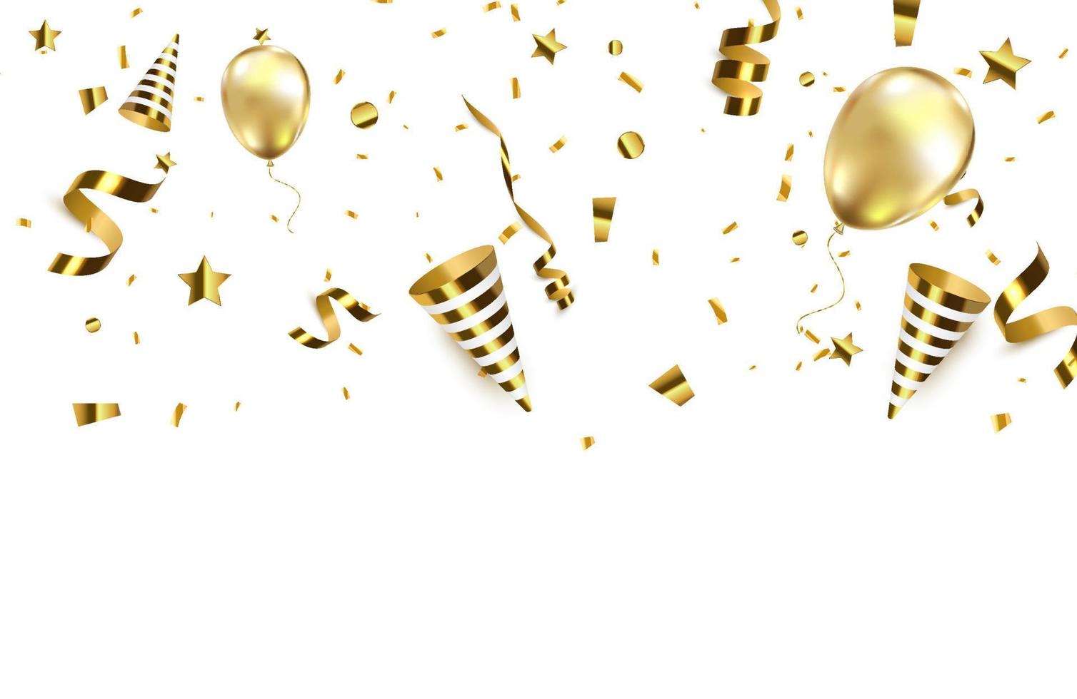 Golden confetti isolated. Festive background. vector