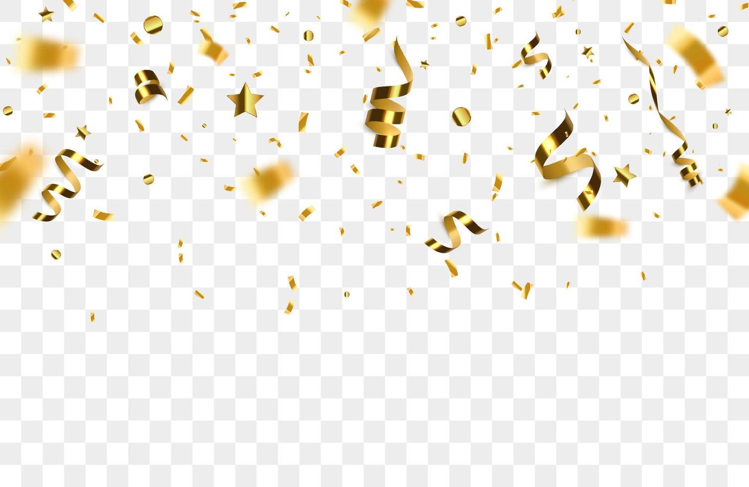 Golden confetti isolated. Festive background. vector