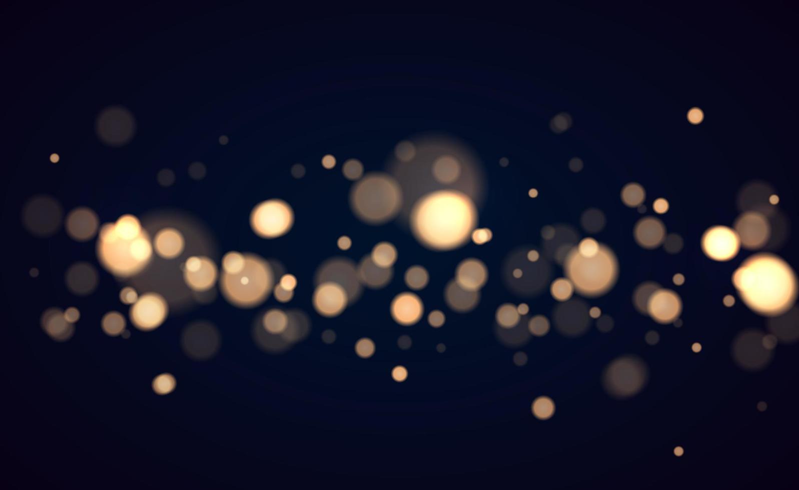 Golden bokeh lights with glowing particles isolated. vector