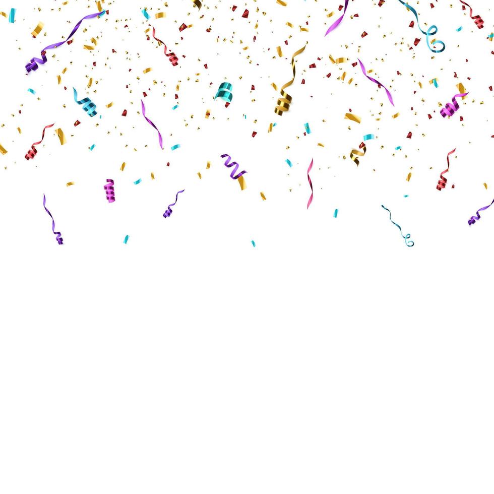 Colorful bright confetti isolated on transparent background. Festive vector illustration