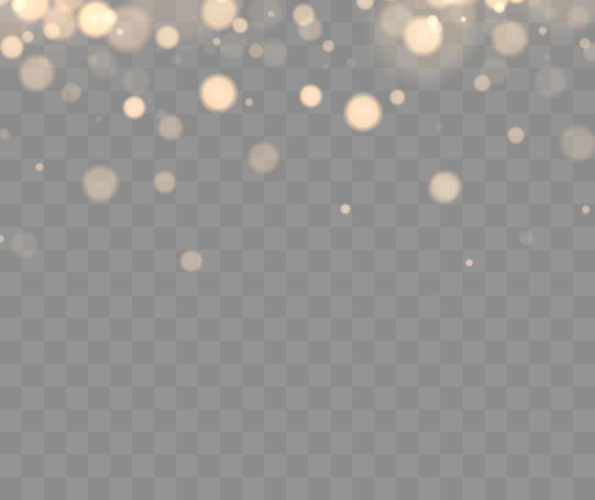 luces doradas de bokeh con partículas brillantes aisladas. vector