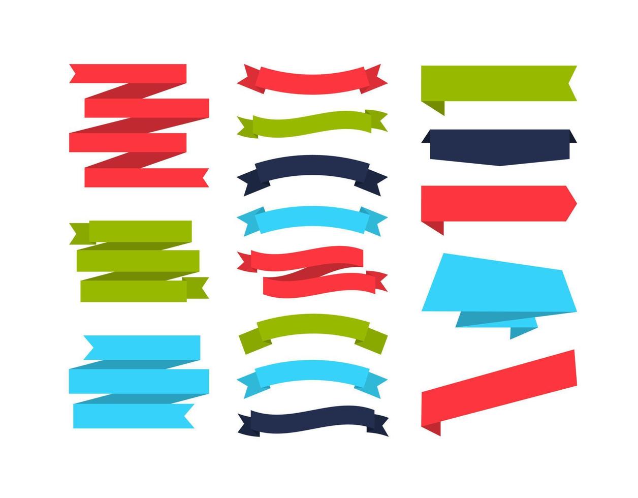 Set of different shape ribbon banners. Colorful Banners collection. Flat design tags, labels, and ribbons. vector