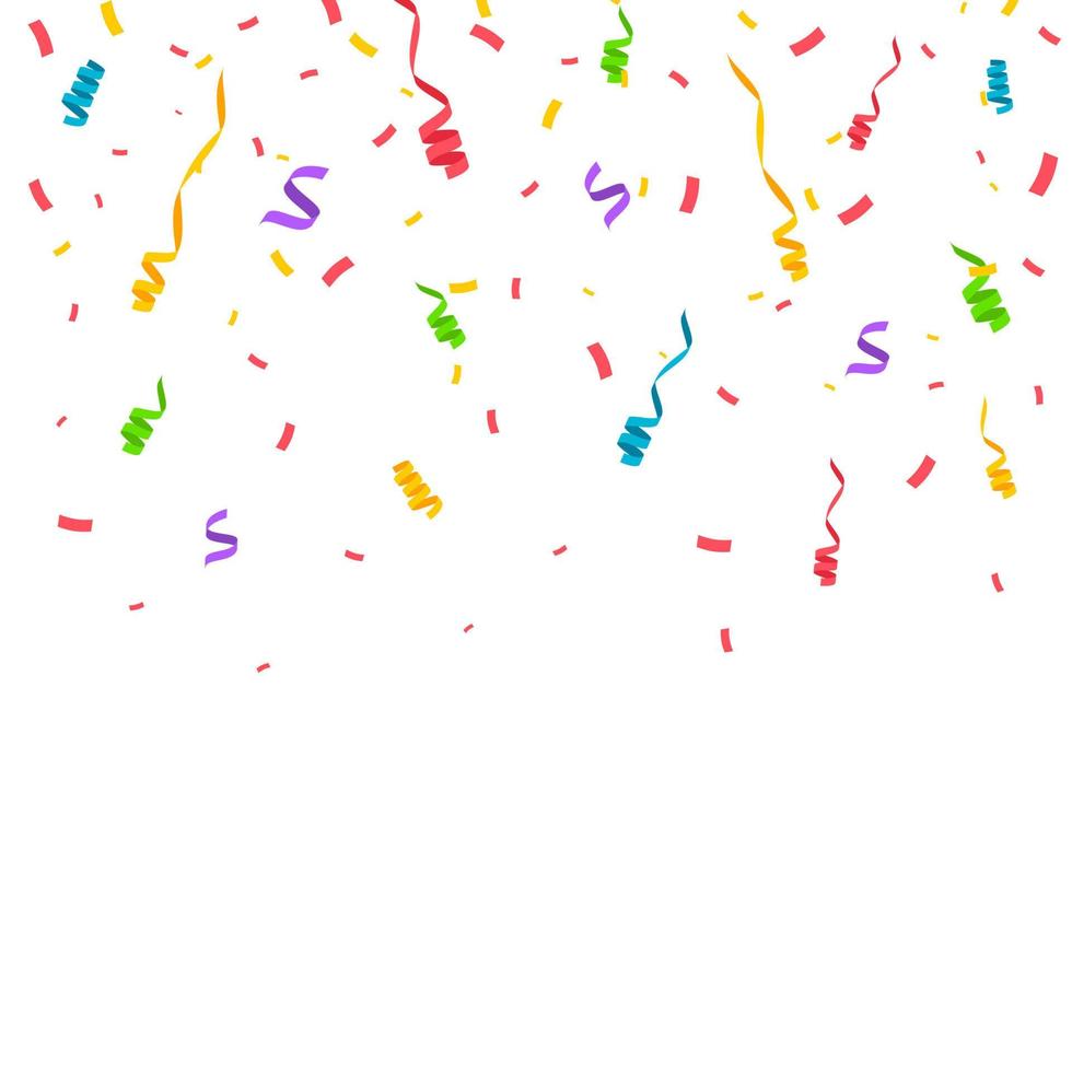 Colorful bright confetti isolated on transparent background. Festive vector illustration