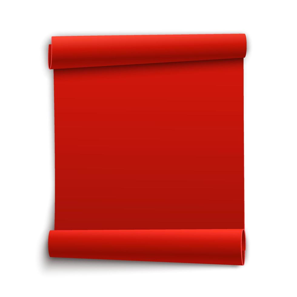 Red Curved Paper Blank Banner. Red Ribbon Isolated On White vector