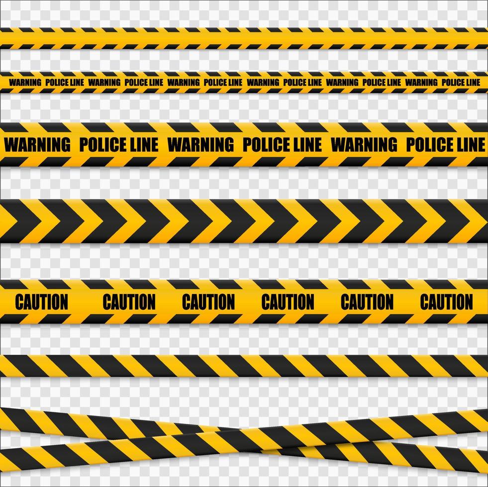 Caution tape. Caution yellow warning lines isolated on white. vector