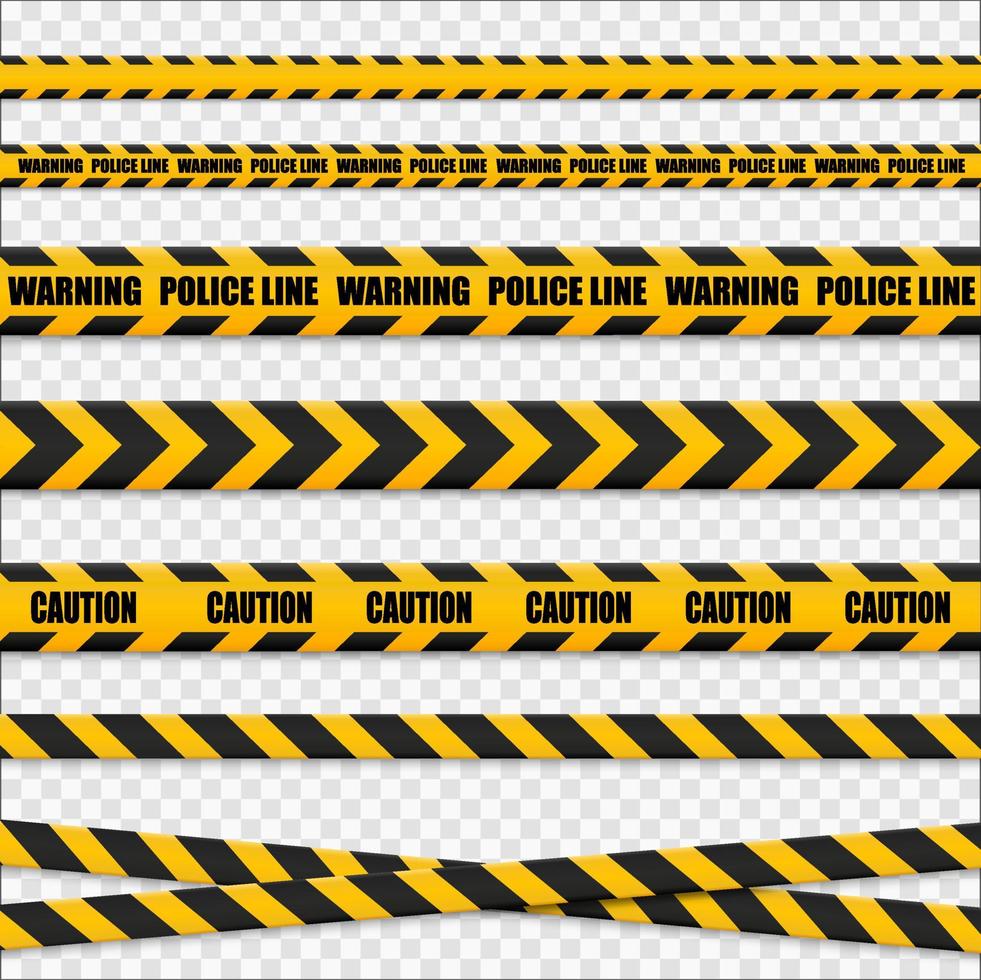 Caution tape. Caution yellow warning lines isolated on white. vector