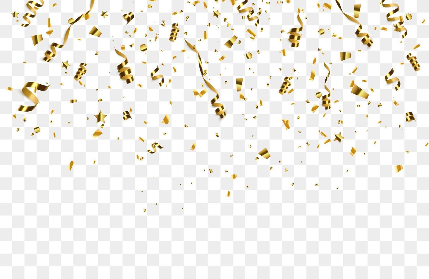 Golden confetti isolated. Festive background. vector