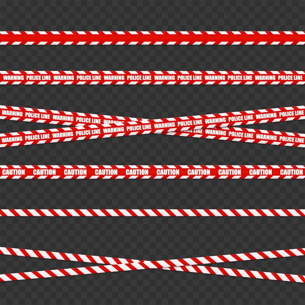 Caution tape. Caution red warning lines isolated on white. vector