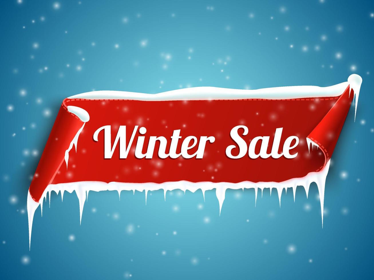 Winter Sale Banner. Red curved ribbon isolated on white background. vector