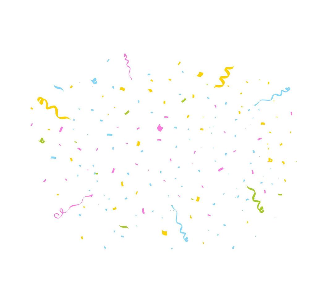 Colorful bright confetti isolated on transparent background. Festive vector illustration