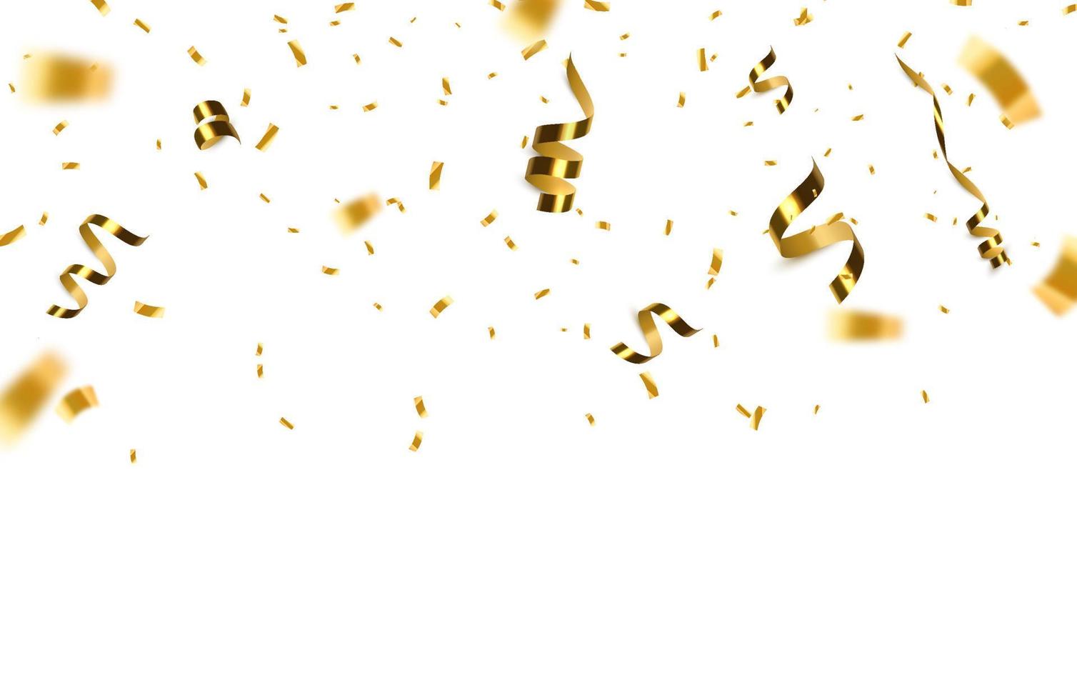 Golden confetti isolated. Festive background. vector