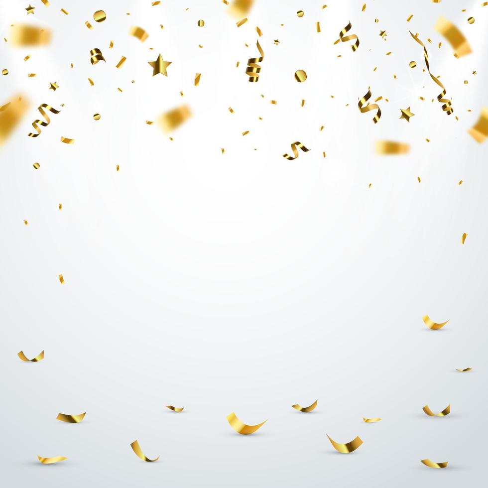 Golden confetti isolated. Festive background. vector