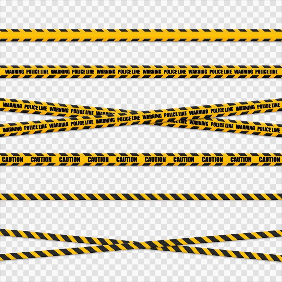 Caution tape. Caution yellow warning lines isolated on white. vector