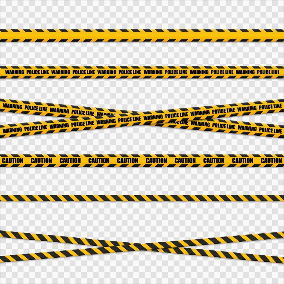 Caution tape. Caution yellow warning lines isolated on white. vector
