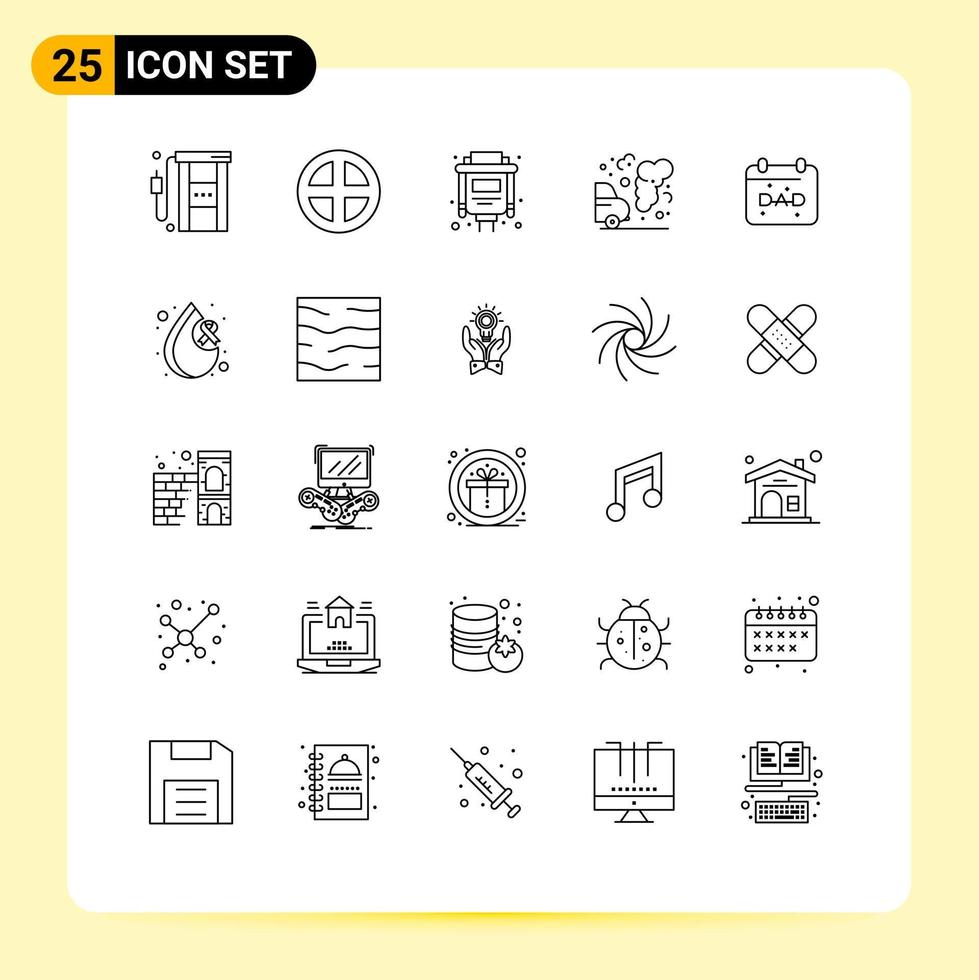 Pictogram Set of 25 Simple Lines of calendar garbage interior environment vga Editable Vector Design Elements