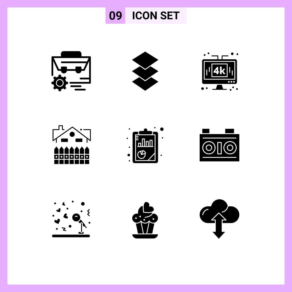 Stock Vector Icon Pack of 9 Line Signs and Symbols for house construction computer building lcd Editable Vector Design Elements