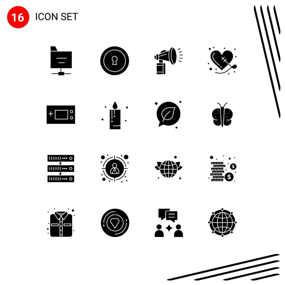Solid Glyph Pack of 16 Universal Symbols of gameboy devices can sewing heart Editable Vector Design Elements