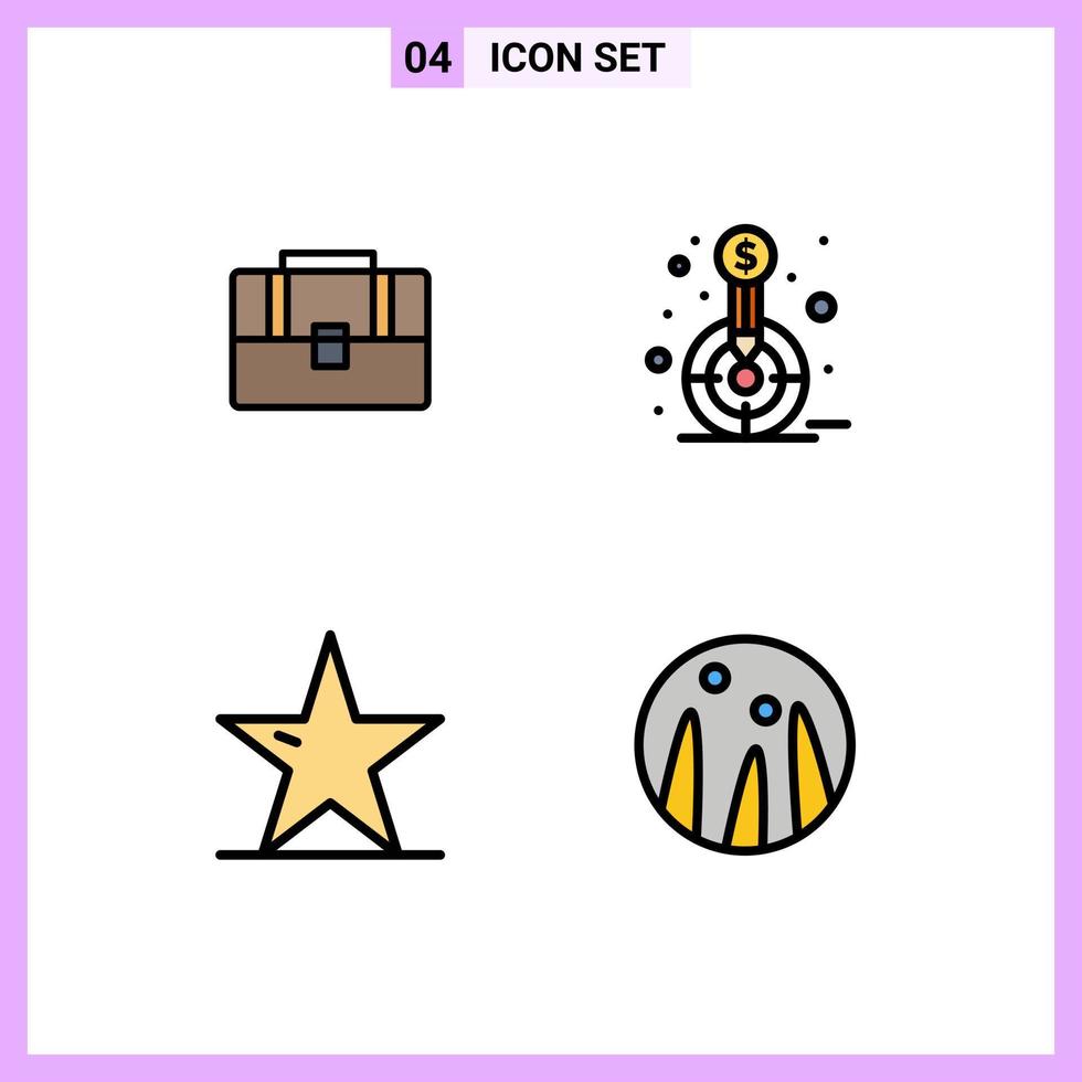 User Interface Pack of 4 Basic Filledline Flat Colors of bag ecology hand bag fund nature Editable Vector Design Elements