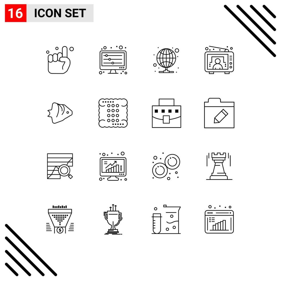 16 Outline concept for Websites Mobile and Apps coral user hosting tv entertainment Editable Vector Design Elements