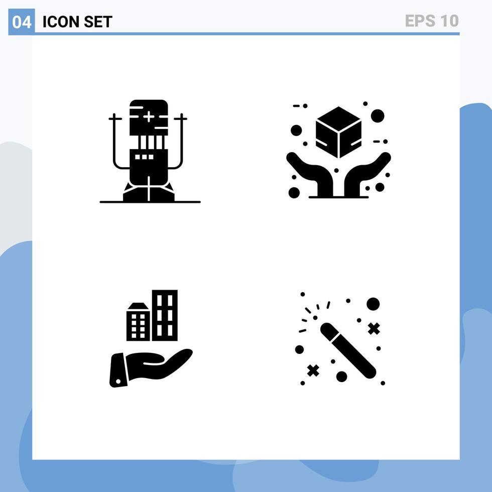 4 glifos sólidos vectoriales temáticos y símbolos editables de la máquina de arquitectura biochip mano elementos de diseño vectorial editables modernos vector
