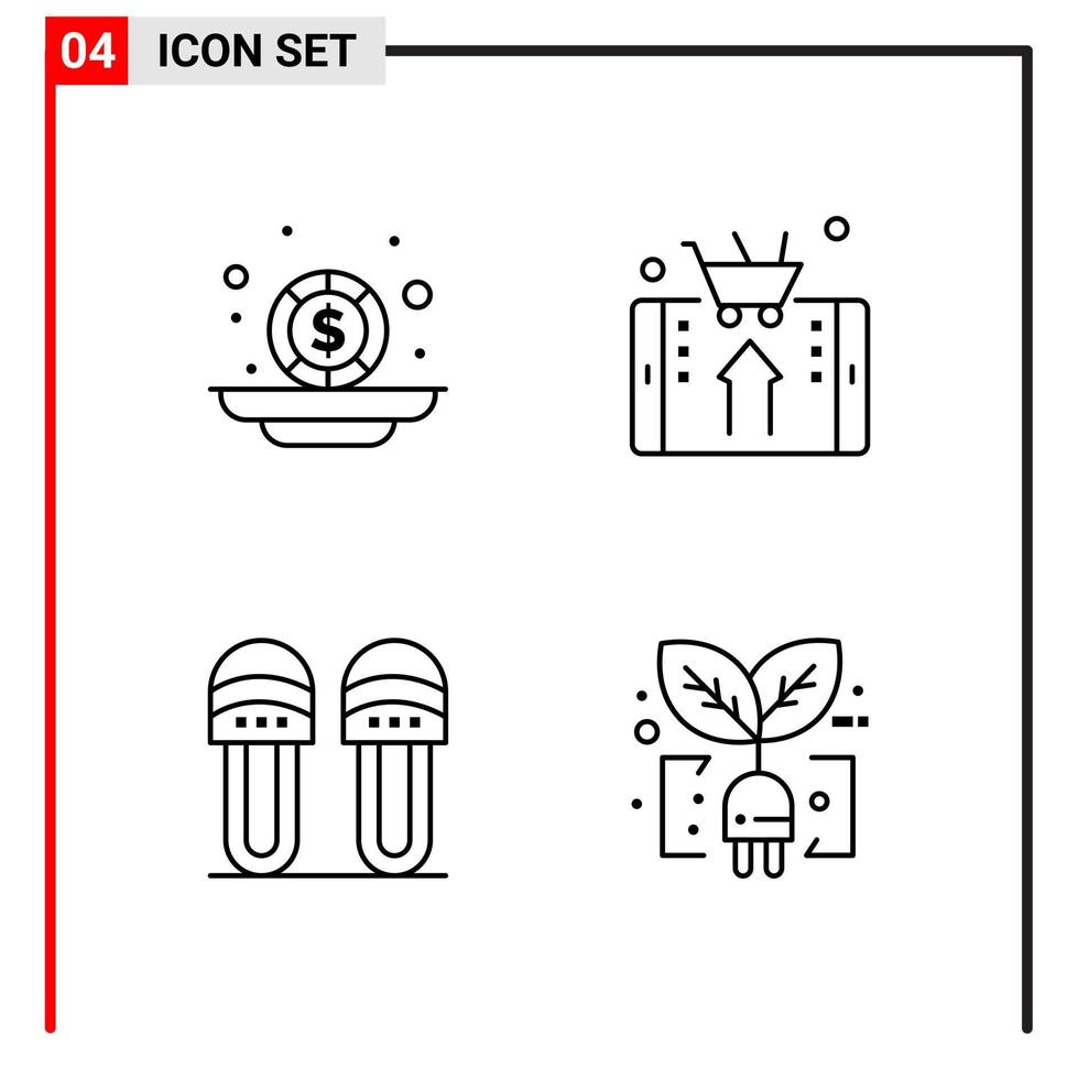4 General Icons for website design print and mobile apps. 4 Outline Symbols Signs Isolated on White Background. 4 Icon Pack. vector