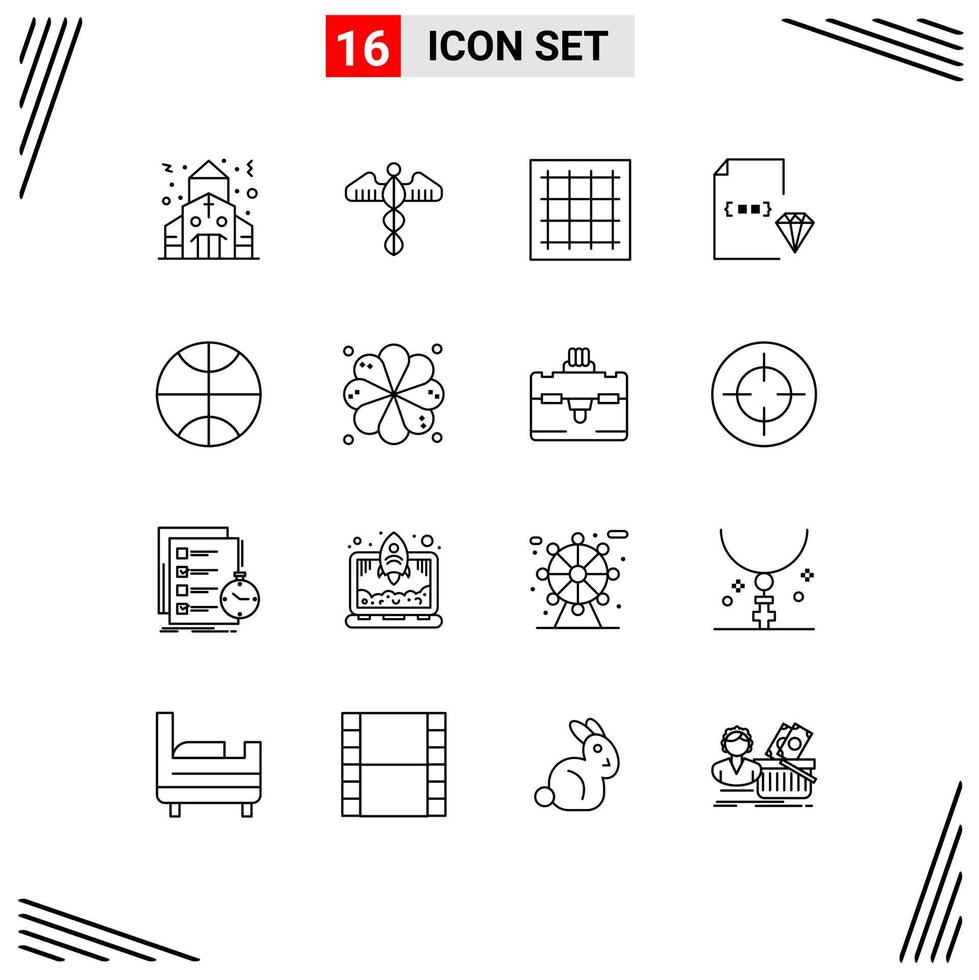 Outline Pack of 16 Universal Symbols of file development grid develop software Editable Vector Design Elements