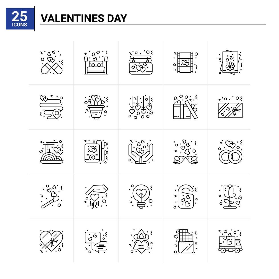 Conjunto de iconos de 25 días de San Valentín. fondo vectorial vector