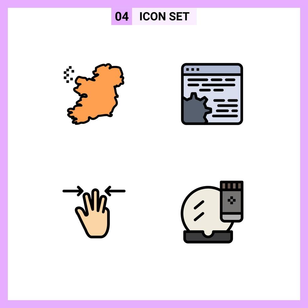 4 Creative Icons Modern Signs and Symbols of world hand api setting three fingers Editable Vector Design Elements