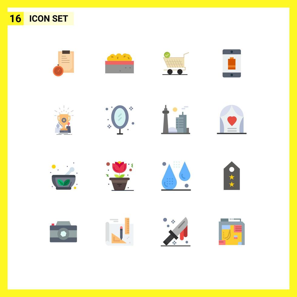 Universal Icon Symbols Group of 16 Modern Flat Colors of achievement devices trolly device battery Editable Pack of Creative Vector Design Elements