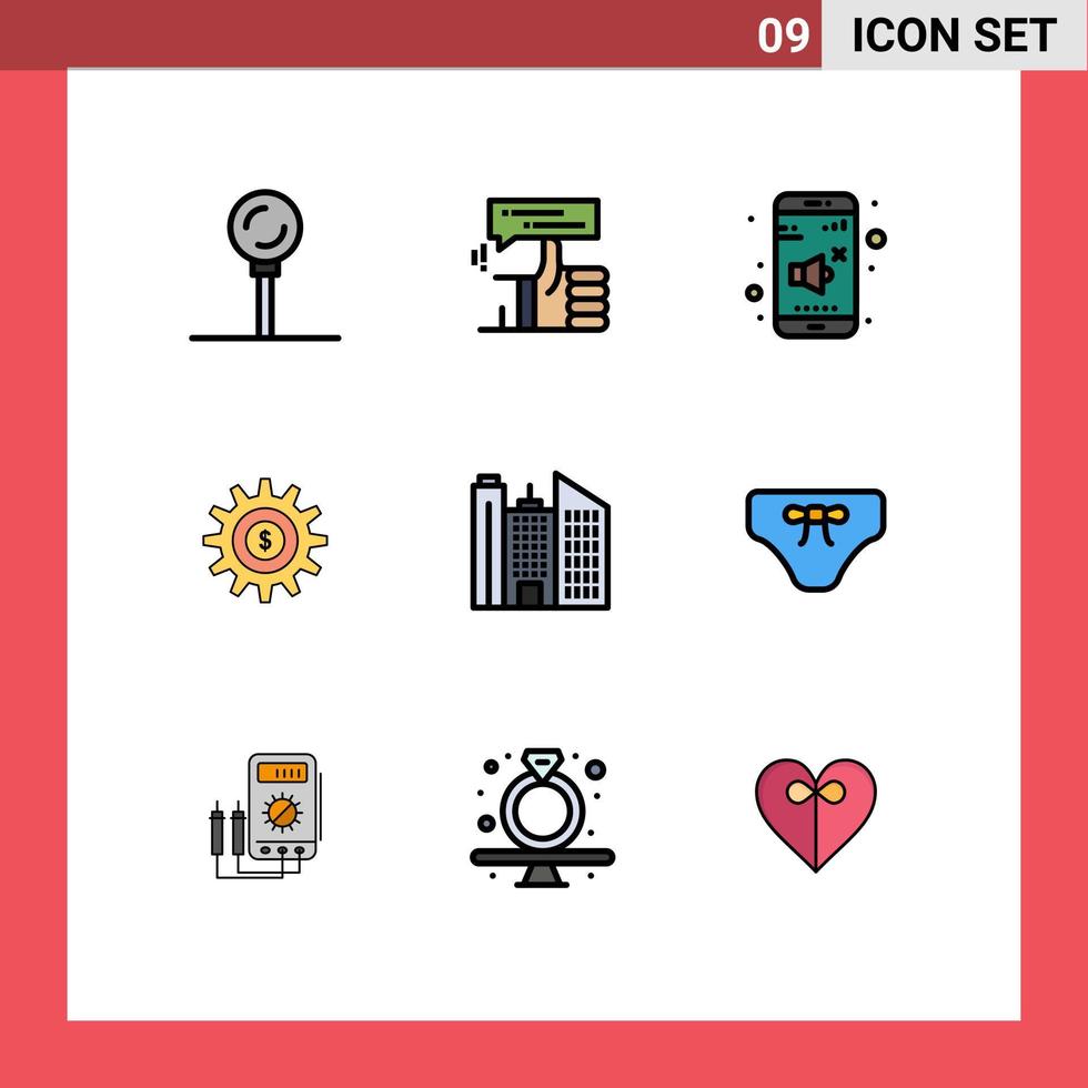 9 Creative Icons Modern Signs and Symbols of building money thumb setting control Editable Vector Design Elements