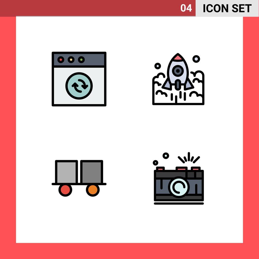 Universal Icon Symbols Group of 4 Modern Filledline Flat Colors of app caterpillar vehicles launch startup forklift Editable Vector Design Elements