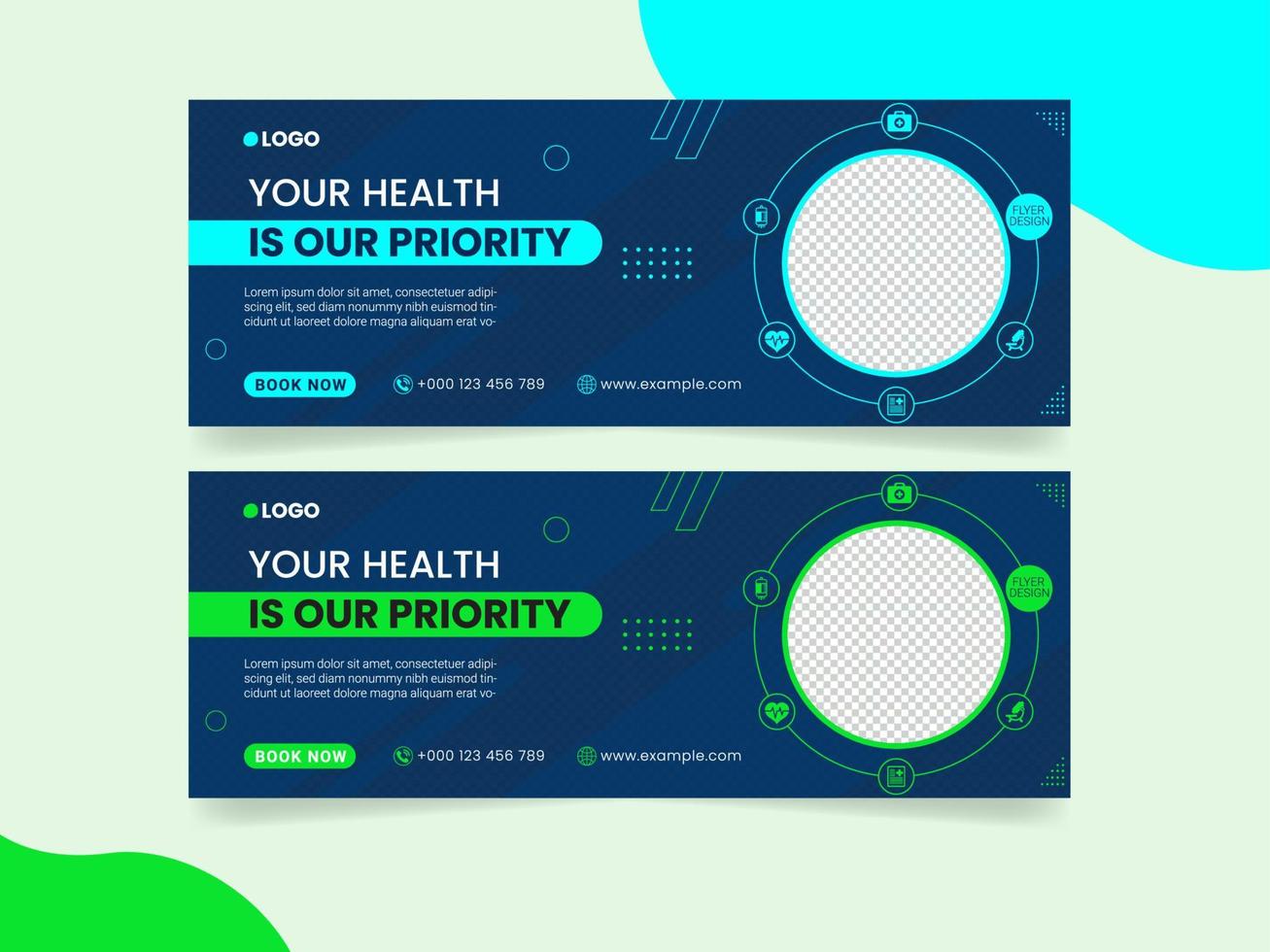 Medical healthcare cover and web banner template design vector