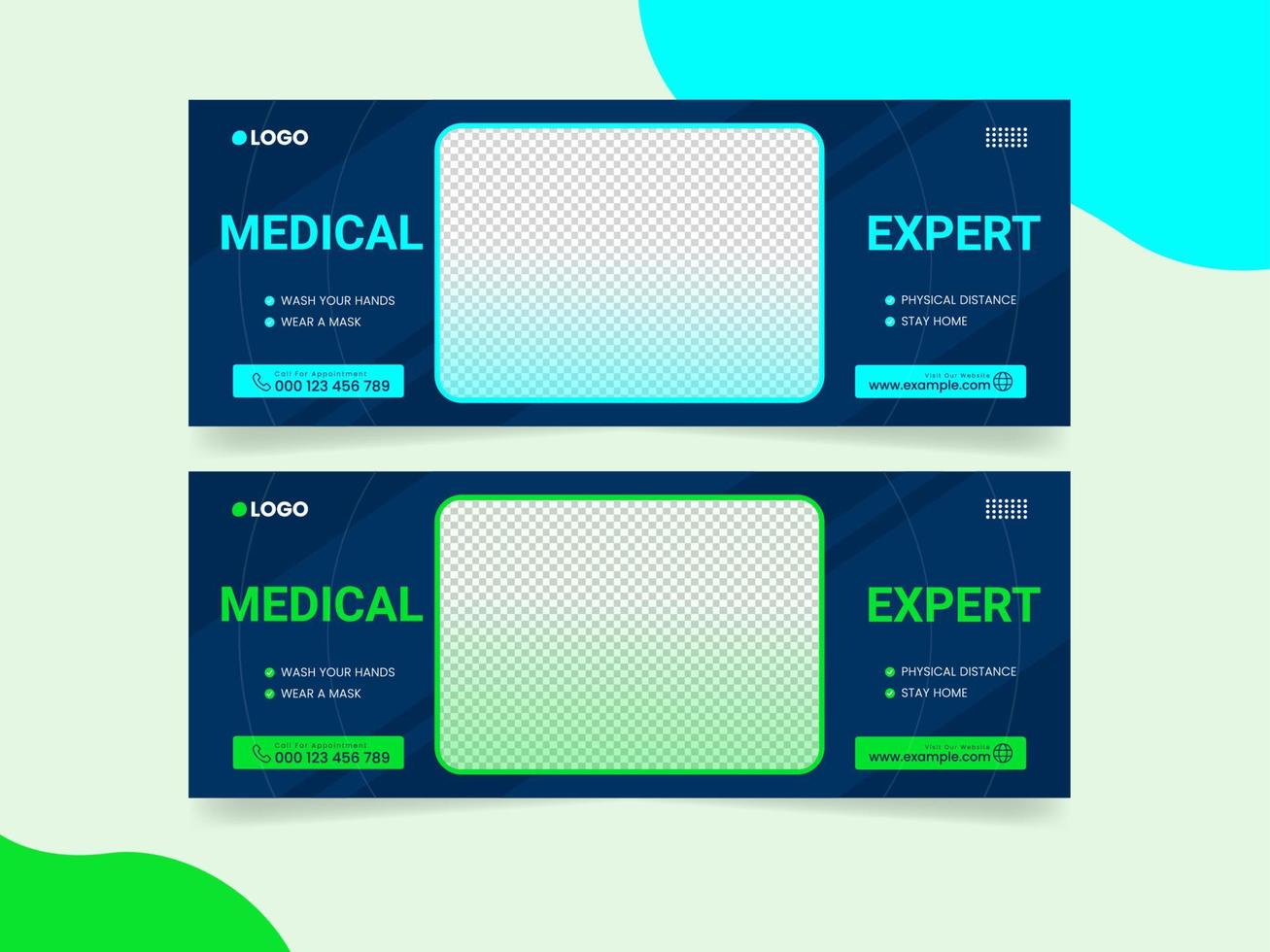 Medical health care web banner social media cover design template vector