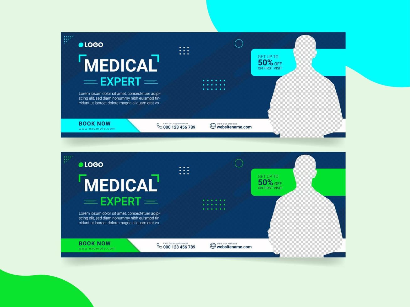 Medical health care web banner and hospital cover or social media cover