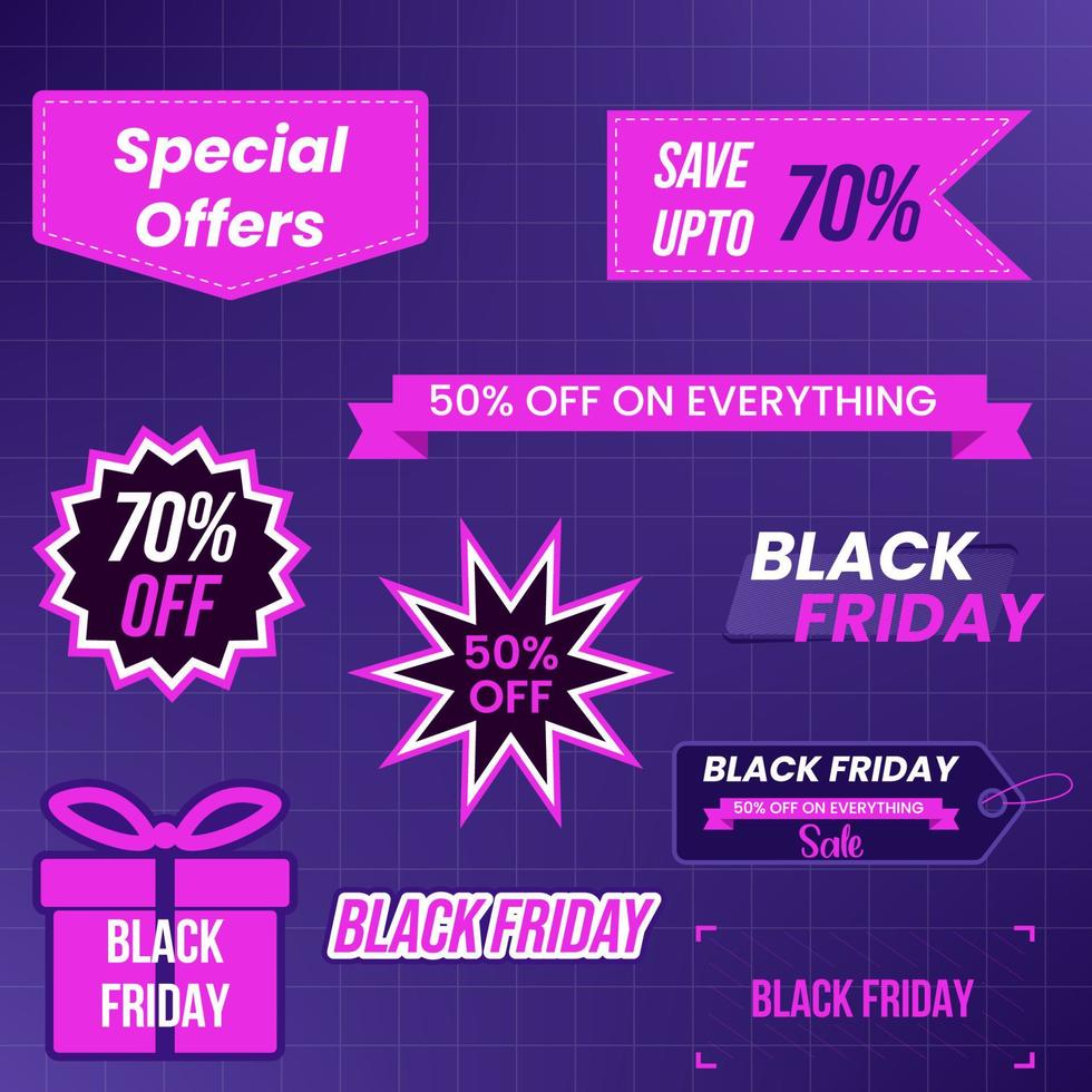 Black friday big sale offer elements collection design template vector