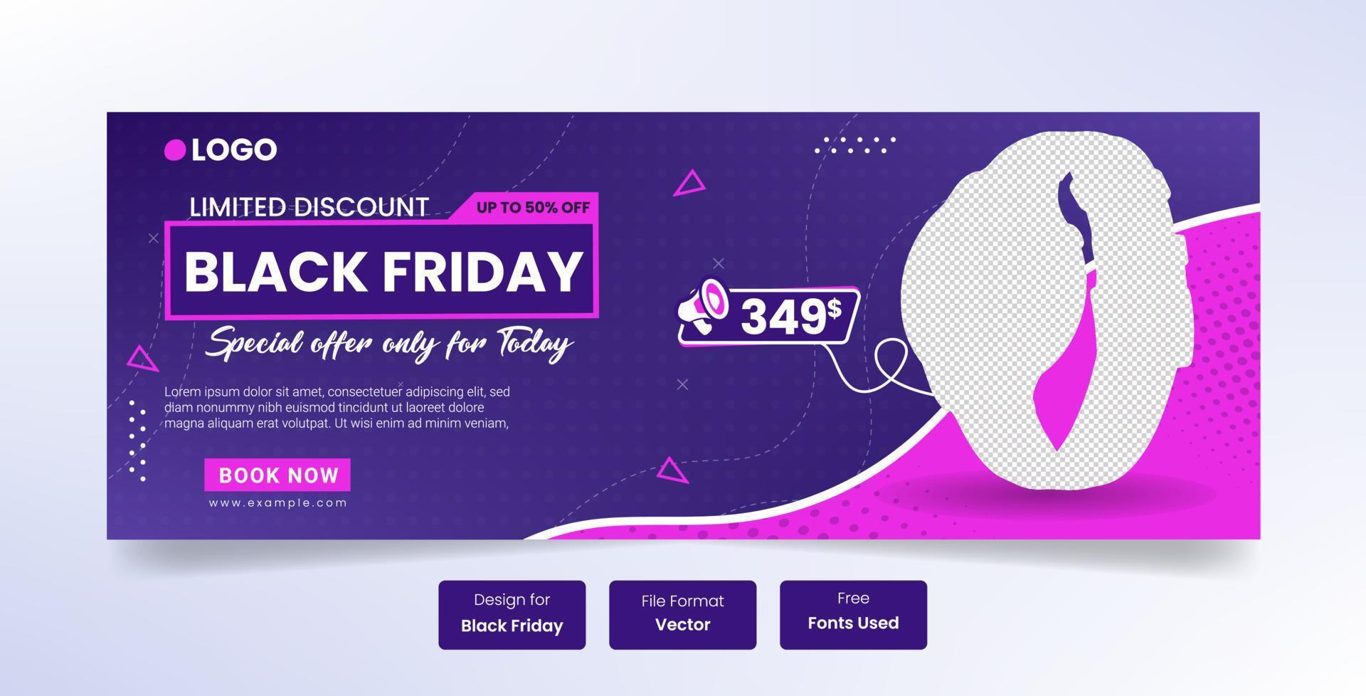 Black friday fashion sale social media cover and web banner design template vector