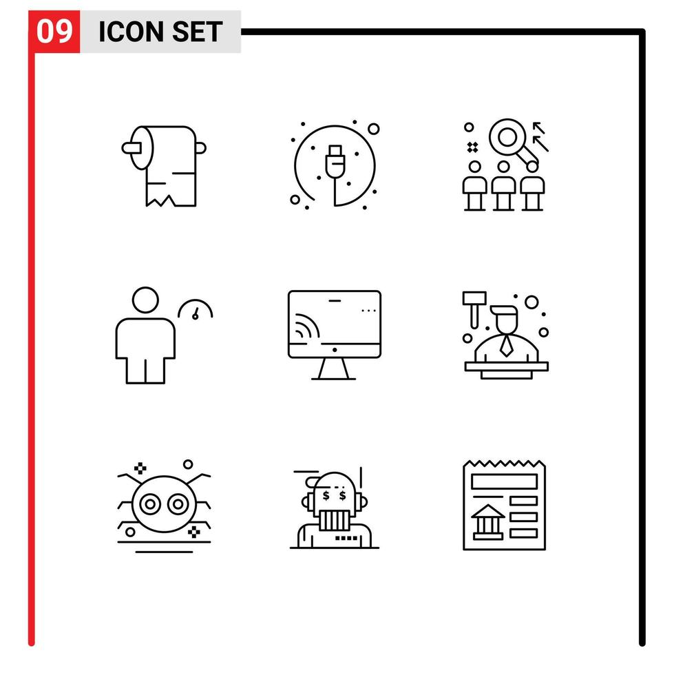 9 Creative Icons Modern Signs and Symbols of screen indicator search human avatar Editable Vector Design Elements