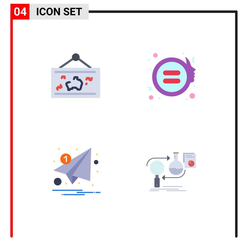 Group of 4 Flat Icons Signs and Symbols for frame email photo feminism marketing Editable Vector Design Elements