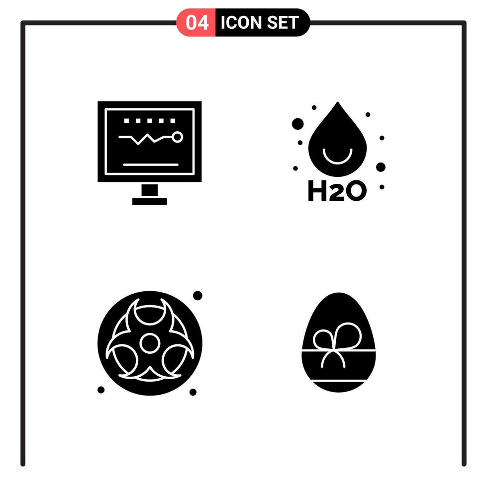 Set of 4 Solid Style Icons for web and mobile. Glyph Symbols for print. Solid Icon Signs Isolated on White Background. 4 Icon Set. vector