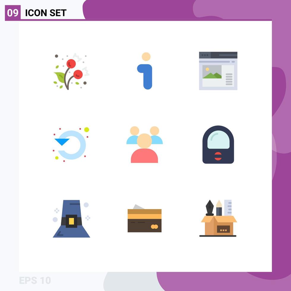 Stock Vector Icon Pack of 9 Line Signs and Symbols for up left internet refresh gallery Editable Vector Design Elements