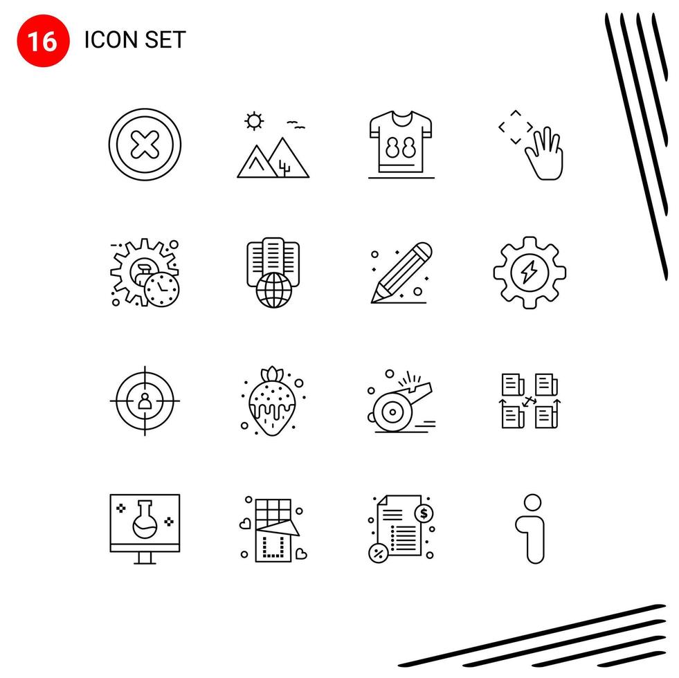 Outline Pack of 16 Universal Symbols of administrator up football hand cursor player Editable Vector Design Elements