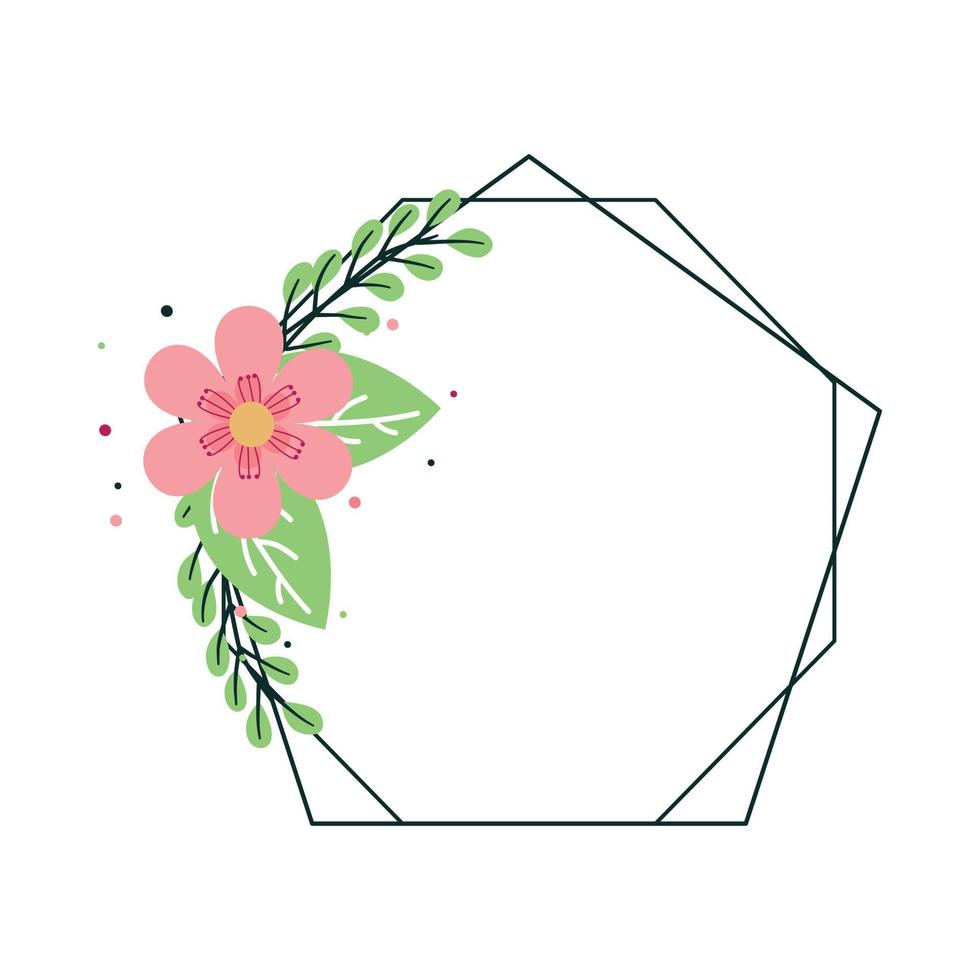 Floral geometric border frame illustration vector