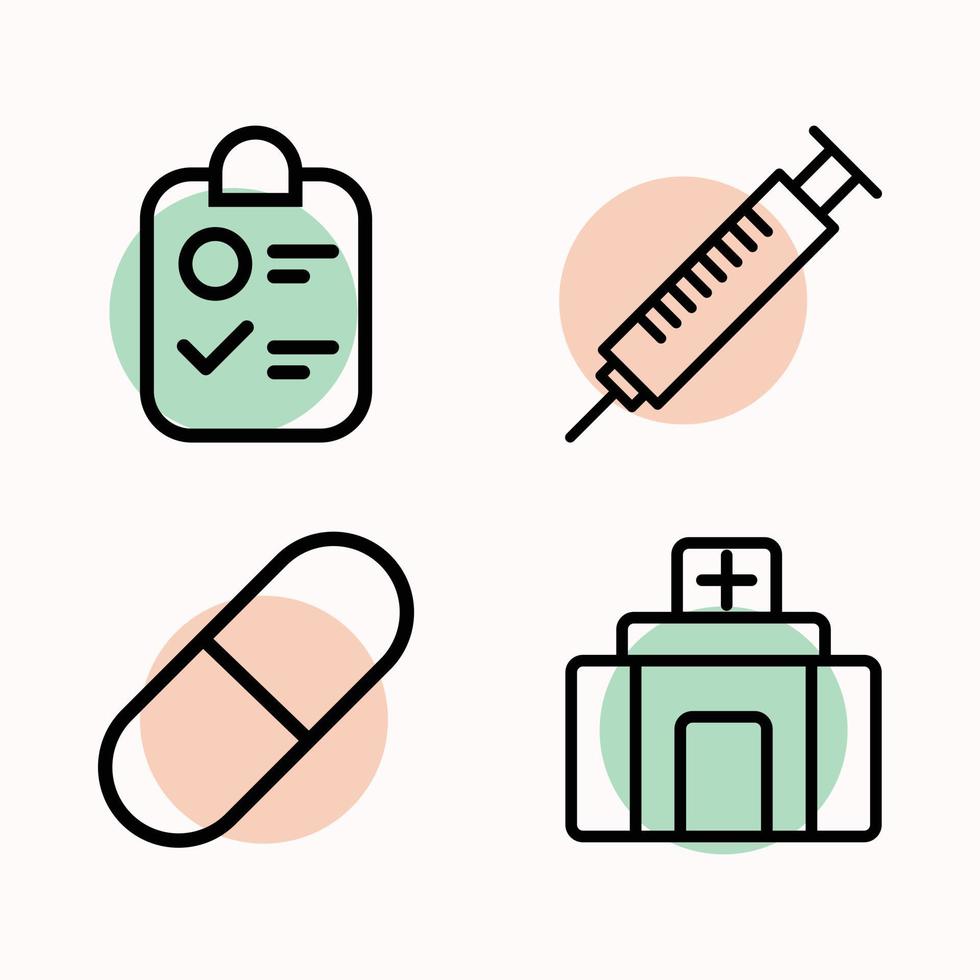 Set of colorful health care medical tools vector