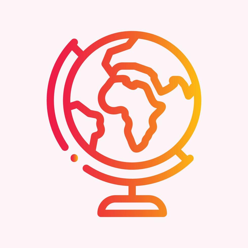 Gradient colourful outline globe flat icon design vector