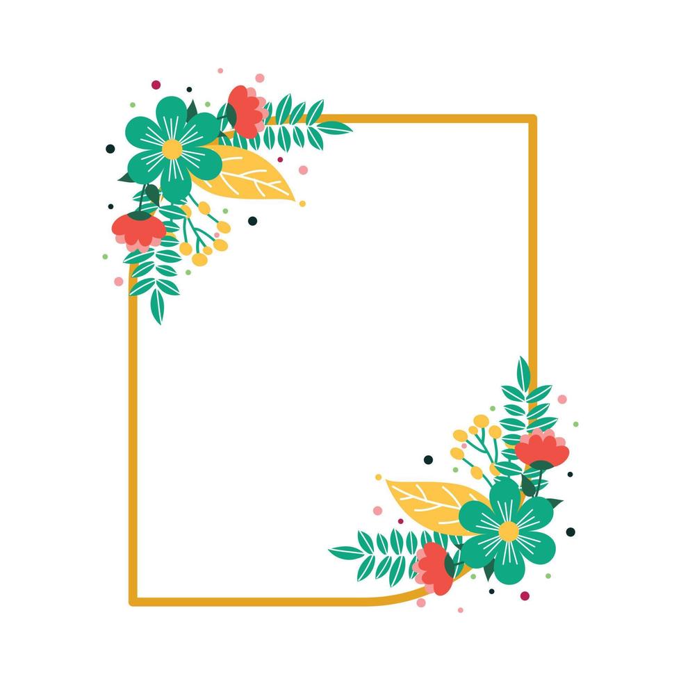 Rectangle Floral photo frame vector