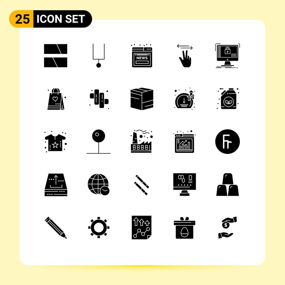 paquete de iconos de vector de stock de 25 signos y símbolos de línea para noticias seguras elementos de diseño de vector editables a mano táctil