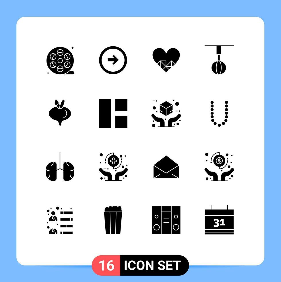 conjunto de pictogramas de 16 glifos sólidos simples de elementos de diseño vectorial editables de chocolate para el hogar vector