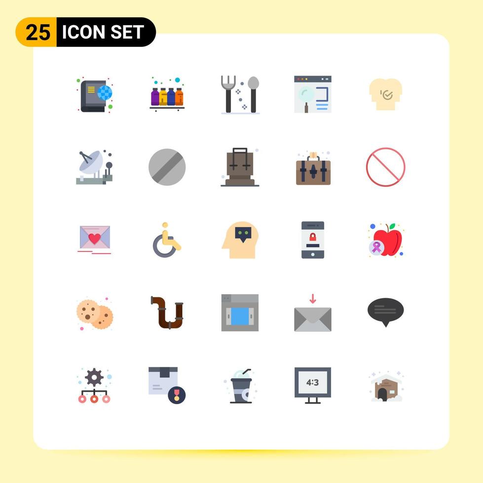 25 Universal Flat Color Signs Symbols of business search colors page browser Editable Vector Design Elements