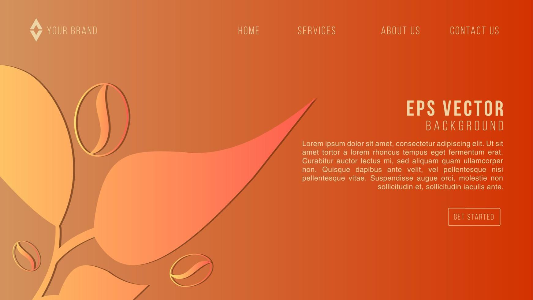 Coffee Theme Web Design Abstract Background EPS 10 Vector For Website, Landing Page, Home Page, Web Page