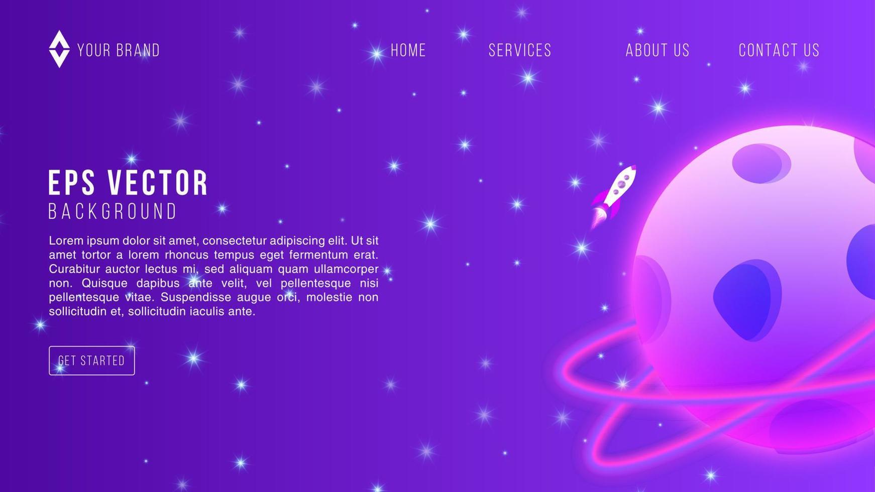 Purple Space Web Design Astronomy Galaxy Abstract Background EPS 10 Vector For Website, Landing Page, Home Page, Web Page
